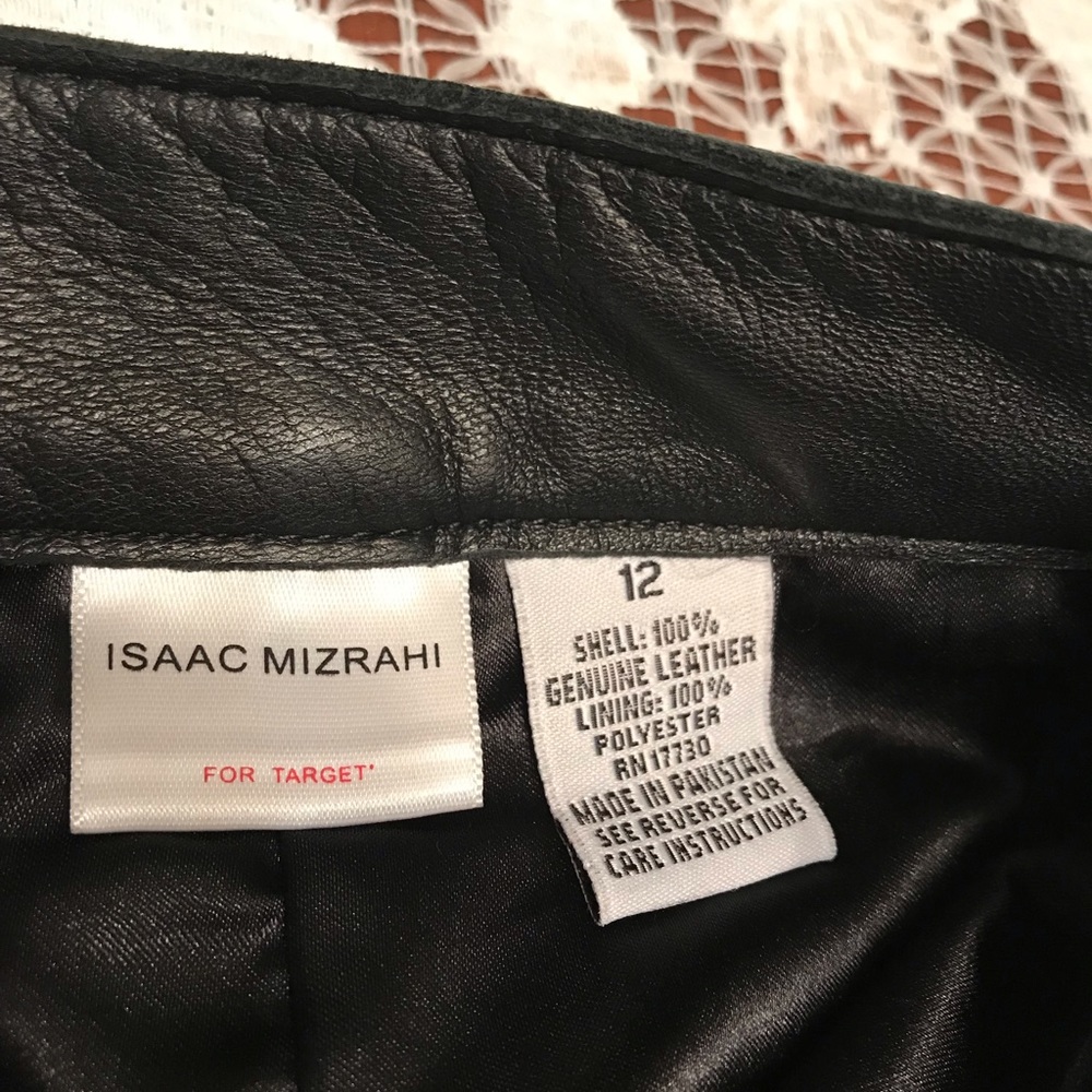 Isaac Mizrahi Black Leather Skirt Size 12 - Picture 2 of 4